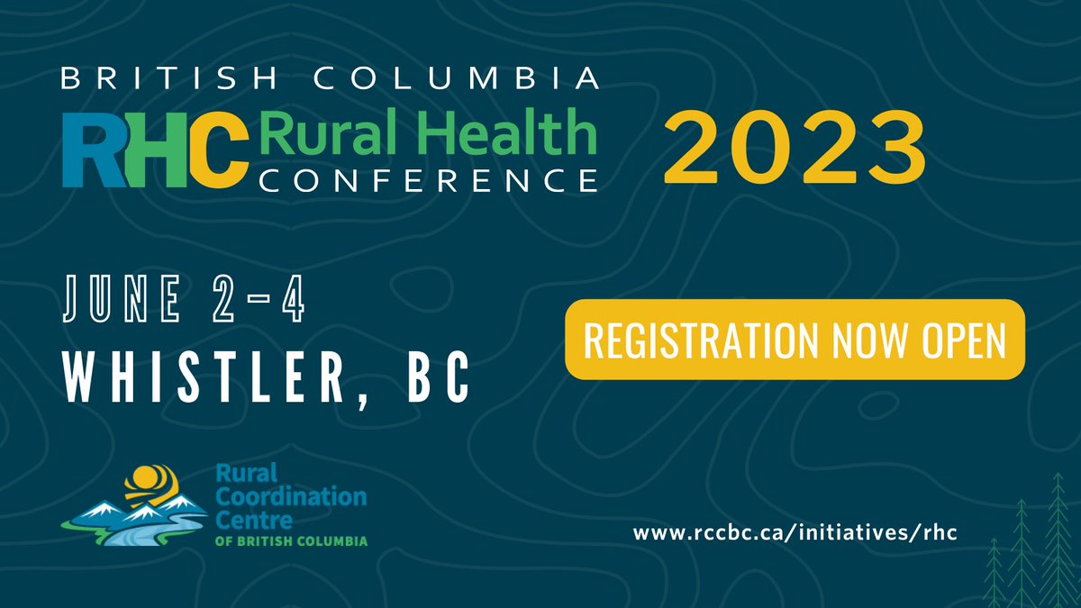 Rural Coordination Centre of BC (RCCbc) (@rcc_bc) on Twitter photo <a href="/RCC_bc/">Rural Coordination Centre of BC (RCCbc)</a>'s 2023 BC #RuralHealth Conference on June 2–4 is more than #CME—it’s about connecting rural colleagues and fostering community and collaboration. Check out the program and register at events.eply.com/rhc2023 #BCRHC <a href="/RCC_bc/">Rural Coordination Centre of BC (RCCbc)</a>'s 2023 BC #RuralHealth Conference on June 2–4 is more than #CME—it’s about connecting rural colleagues and fostering community and collaboration. Check out the program and register at events.eply.com/rhc2023 #BCRHC