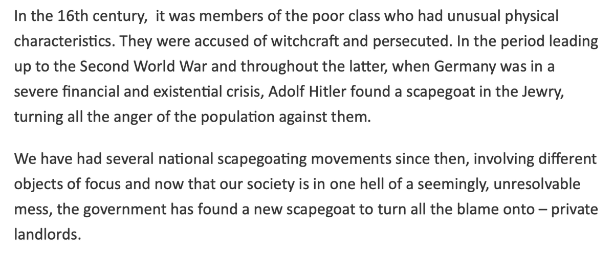 ACORNunion's tweet photo. Nothing to see here, just a landlord comparing rental reform to... the witch trials and Nazi Germany. https://t.co/epMW0WnIBh