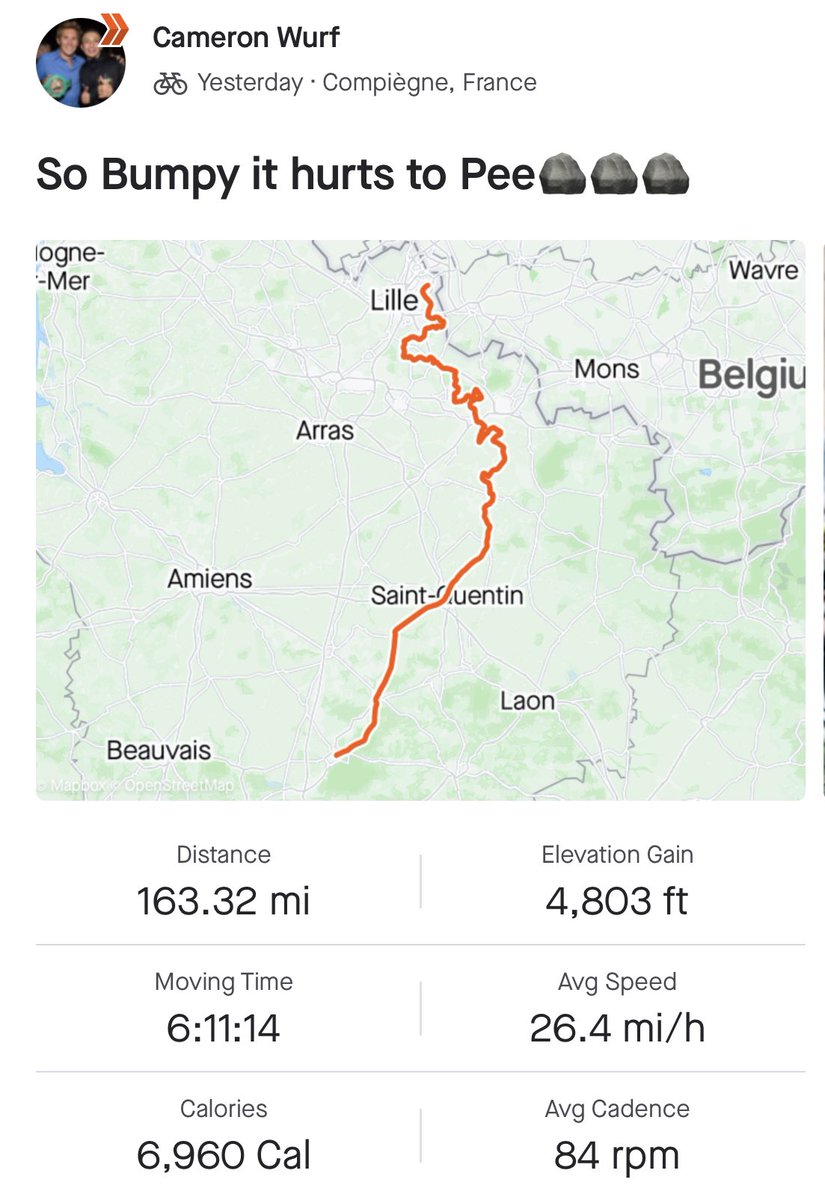 taggartvanetten's tweet image. in case you missed it: professional cyclist/triathlete Cameron Wurf rode the Paris-Roubaix then followed it up with a casual half marathon off the bike 😅