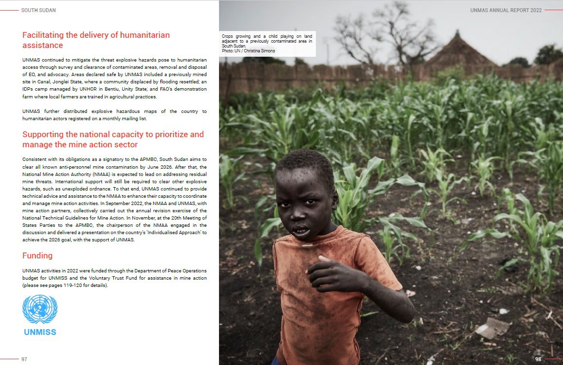 A real honour to have my images from South Sudan included in UN's UNMAS Global Annual Report 2022 and <a href="/UNMAS/">UNMAS</a> program Factsheet. Take a look at the incredible and inspiring work that they've been doing. 

Thank you so much <a href="/FranOGrady/">fran og🇮🇪☘️🐶</a> for inviting me along!

<a href="/unmissmedia/">UNMISS</a>