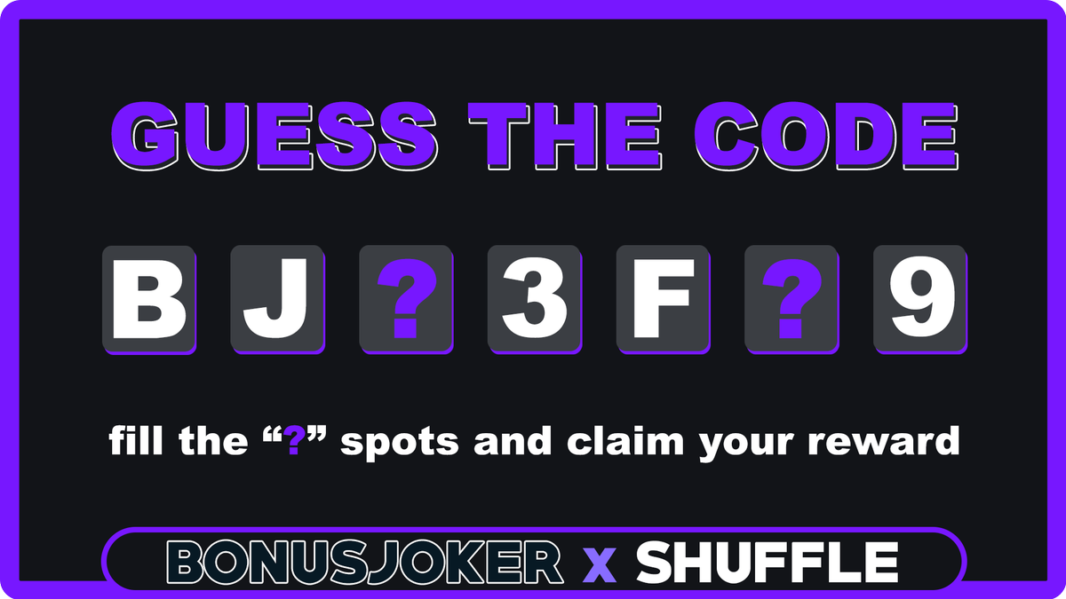 BonusJokers's tweet photo. 👀 First 2 Shuffle User to Solve the Code are able to redeem a nice reward!

✅wager req. of $500

🍀Join Shuffle: https://t.co/V5SMK7cVSp

ICYMI: A 150 USDC Tournament is currently running, more information ▶️ https://t.co/3D9JgPvYHP https://t.co/joToSVh7ay