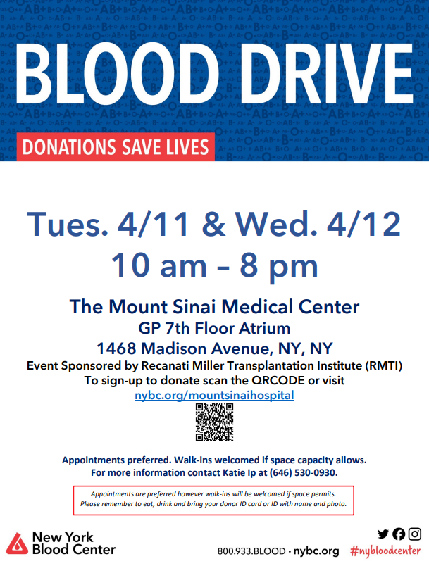 We will be hosting a blood drive on behalf of RMTI today and tomorrow. Please come and support!