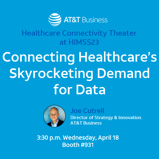 JoeCutrell's tweet photo. Come  join the discussion on how to drive a modern, patient-centered  connectivity strategy that’s efficient, reliable and flexible with next-gen, secure communications at the AT&amp;T Healthcare Connectivity  Theater at #HIMSS23 
#ATTBusiness #ATTHealthcare #LifeatATT #ATTHealthcare https://t.co/x5XfO9LtVF