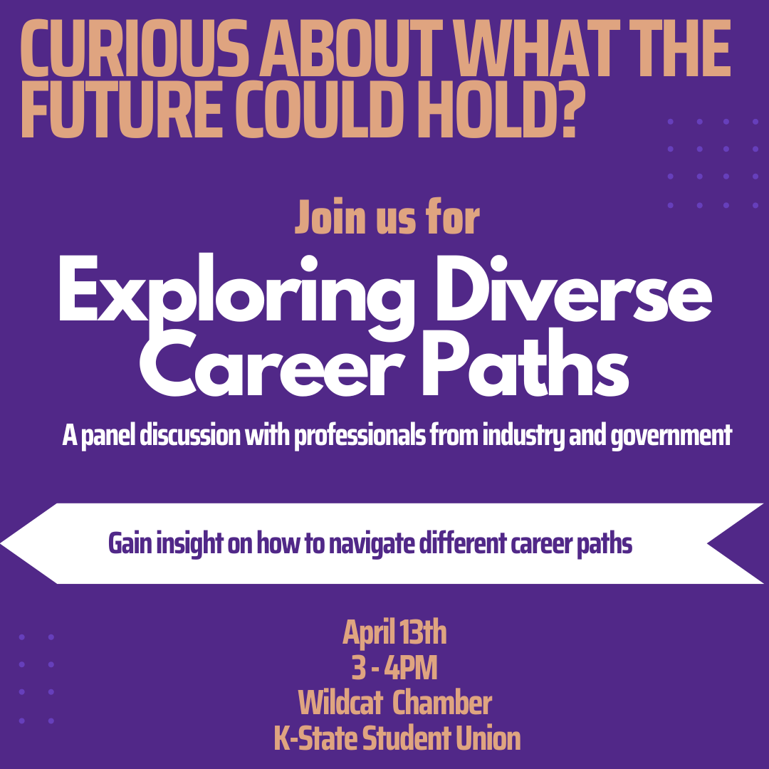 KStateGSC's tweet photo. Networking opportunity! 👀

Join us for a panel where speakers will be sharing experiences, insights, and advice regarding navigating different career paths. Learn from experts in various industries and government where you'll get the chance to ask questions and network! https://t.co/vIe6t8HcKc
