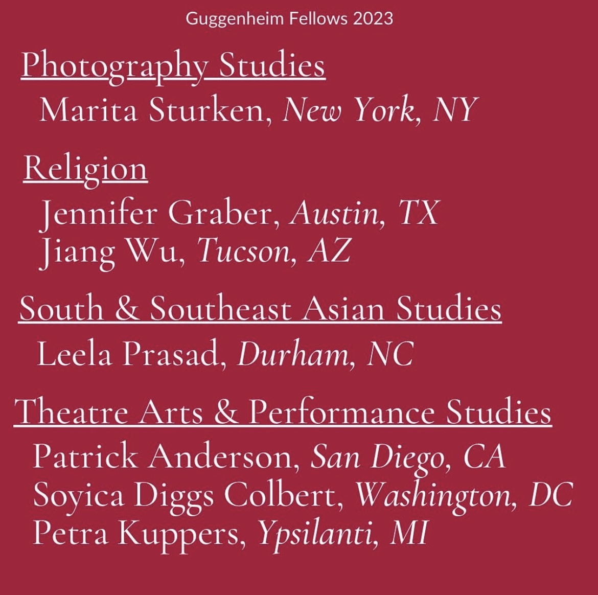 Wishing Professor Soyica Diggs Colbert a huge congratulations on her latest achievement of 2023 Guggenheim Fellow! @DrSoyica @GeorgetownColl