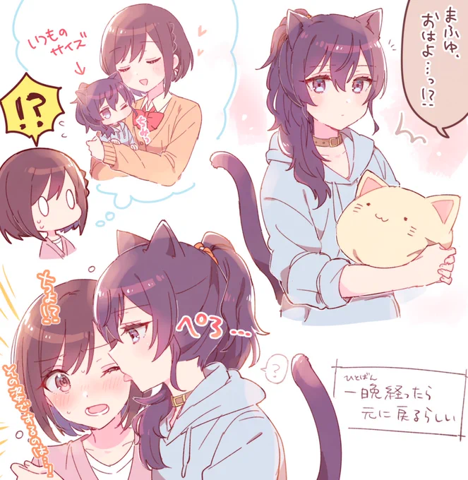 朝起きたらたまに人サイズになってる仔猫❄️🎨 