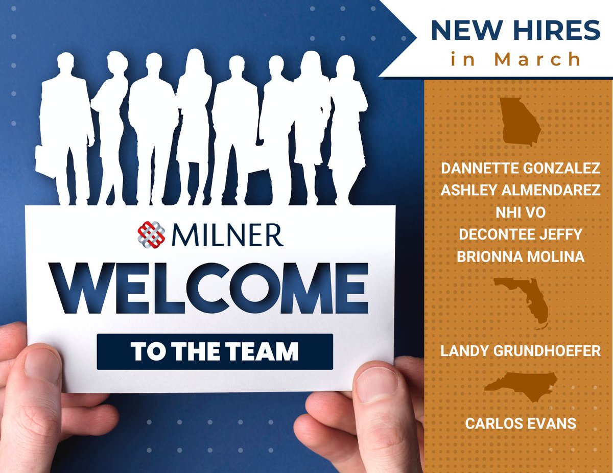 MilnerInc's tweet image. Exciting news! We&apos;re welcoming new team members to #TeamMilner! 🎉Join us for your next career adventure. Check out open positions in GA, FL, and NC at milner.com/careers #NewHires #MilnerJobs