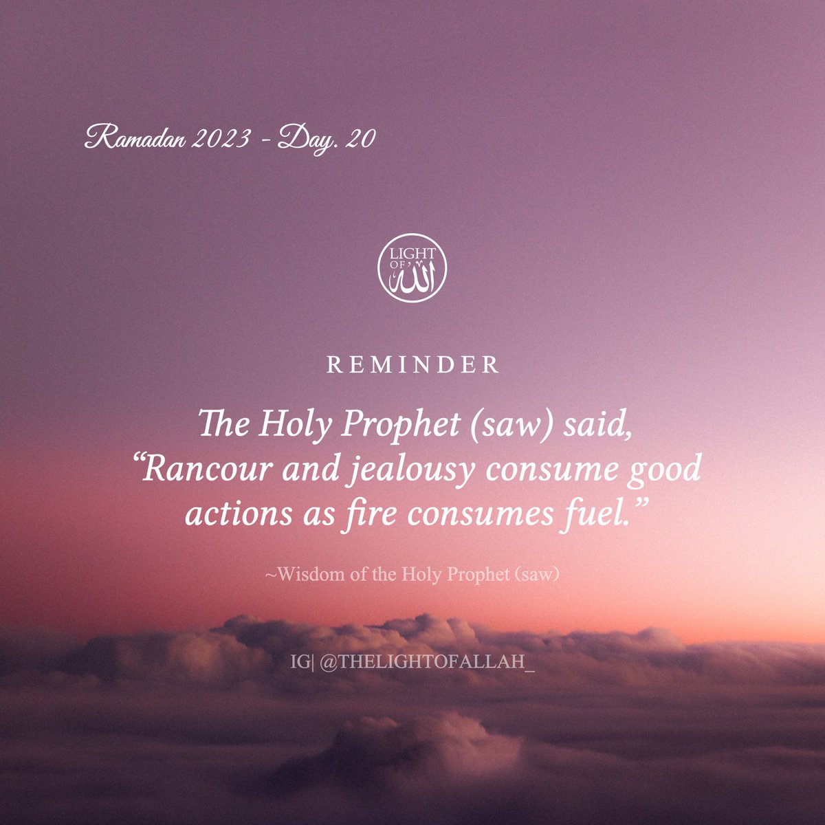 LightofAllah_'s tweet image. Ramadan 2023 Reminder - Day 20 🌙

We are the followers of the Prophet who is the last of the Prophets [Prophet Muhammad (peace and blessings be upon him)] and whose heart was free of all such type of evils and hatred.