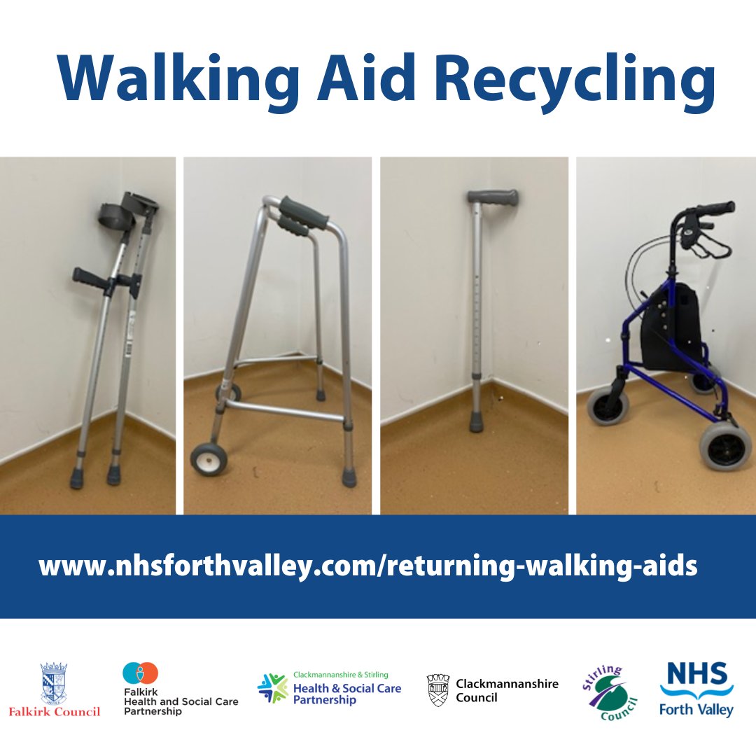 Do you live in the Clackmannanshire Council Falkirk Council or Stirling Council area and have a walking aid you no longer require?

♻️ Help us recycle, repair and re-use and return it to your local recycling centre ♻️

Find out more ➡ nhsforthvalley.com/returning-walk…