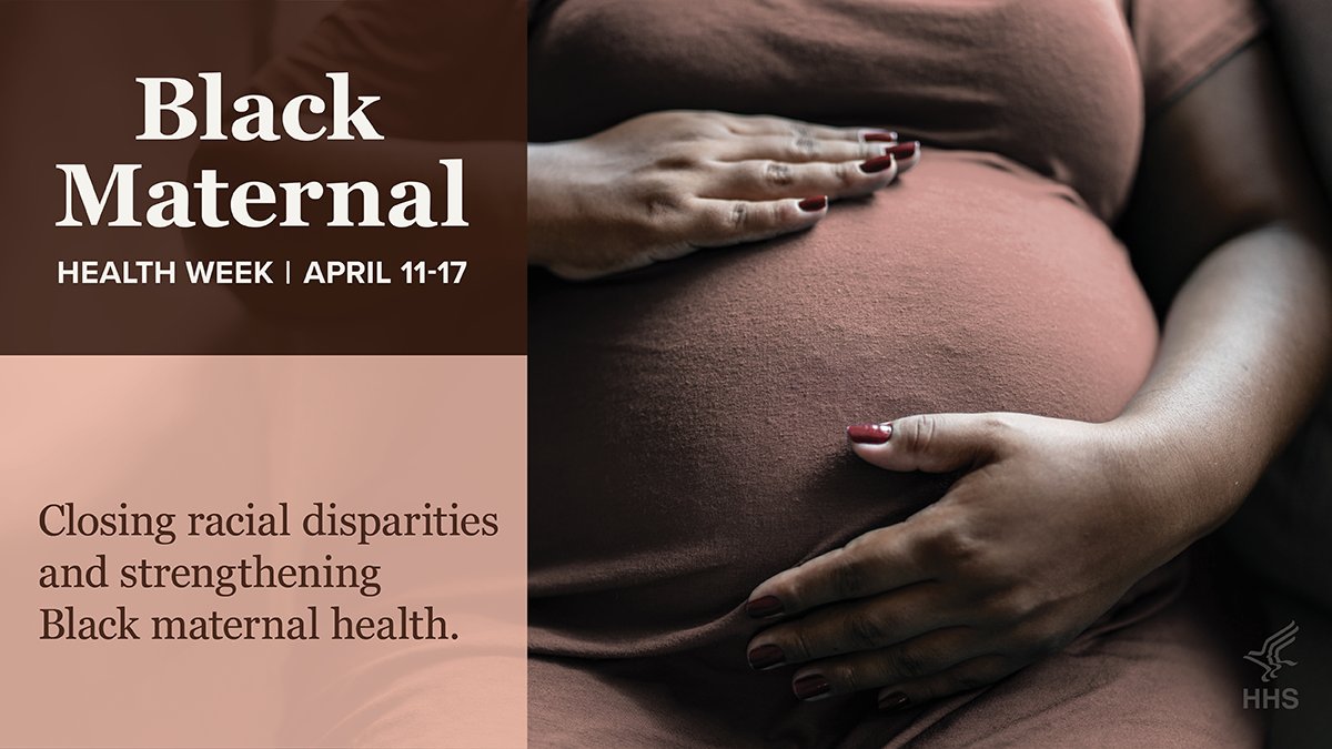 HHSGov's tweet photo. HHS recognizes #BlackMaternalHealthWeek &amp; renews our commitment to address the #maternalhealth crisis – particularly devastating for Black women – who are 3X more likely to die from pregnancy-related complications as white women. #BMHW23 

Learn more: https://t.co/r4i5plswPD https://t.co/b5Frrwzvqg