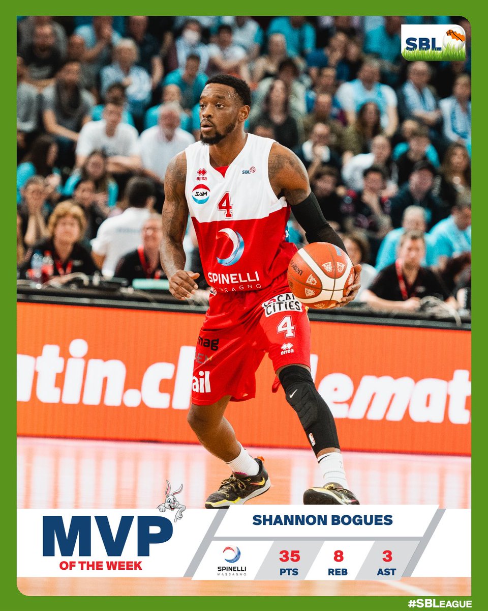 Swiss_Basket's tweet photo. โ๏ธ๐ผ๐
๐ฟ ๐พ๐ต ๐
๐ท๐ด ๐
๐ด๐ด๐บโ๏ธ
Shannon Bogues is your SB League Easter MVP of the week๐ฅ He led Spinelli Massagno to a win over BBC Monthey-Chablais with 35 points, 8 rebounds, 3 assists and one steal๐ช#SBLeague #WeAreSwissBasketball https://t.co/vDedfo8JQV