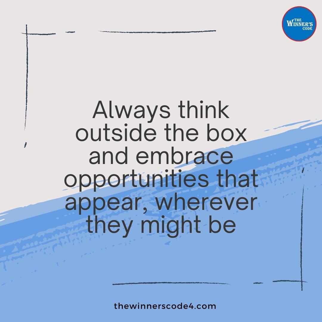 thewinners_code's tweet photo. Thinking outside the box simply means that you are willing to consider different solutions and methods to achieve the desired result.
We must learn to get out of the frames we set for ourselves and embrace the different perceptions and new opportunities offered to us.

#marketing https://t.co/iH6WULnFpd