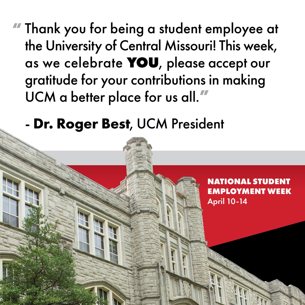 We appreciate all the student employees who serve our campus community! #NationalStudentEmploymentWeek