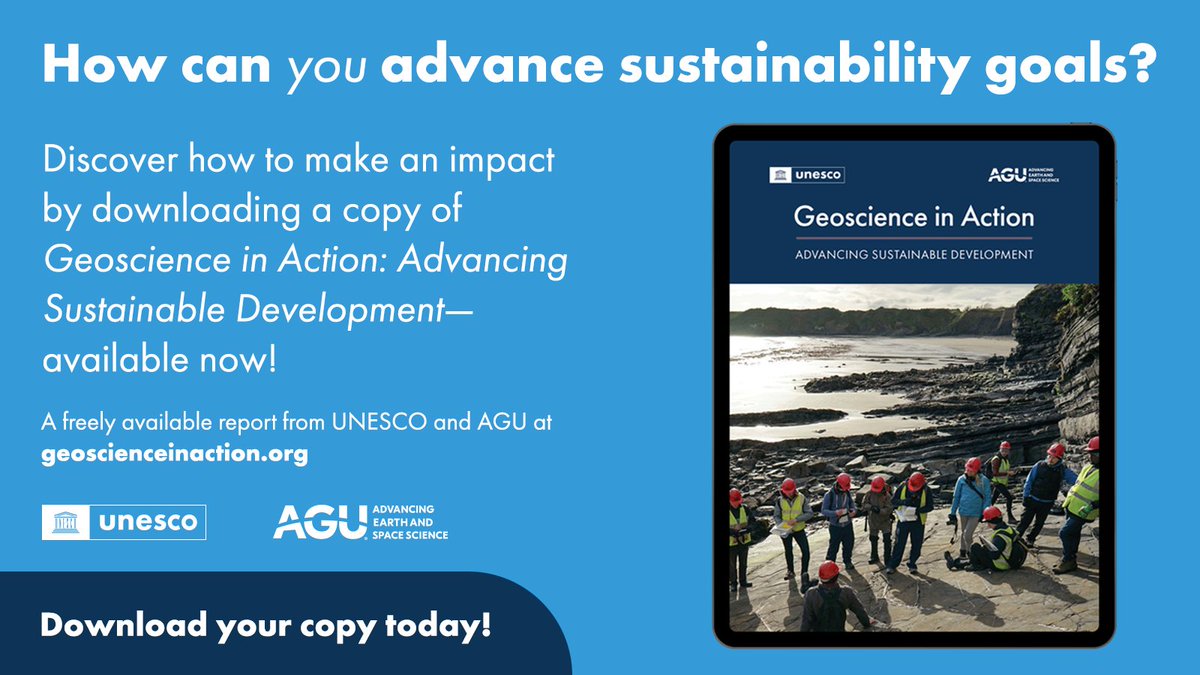 🌍🌱Geoscientists, make a difference in the world!

🌟🌿 Check out 'Geoscience in Action: Advancing Sustainable Development' - a practical guide to using your skills for a sustainable future. 

📈 Download for free: bit.ly/3Uumc6s
#sustainability #geoscience #UNSDGs