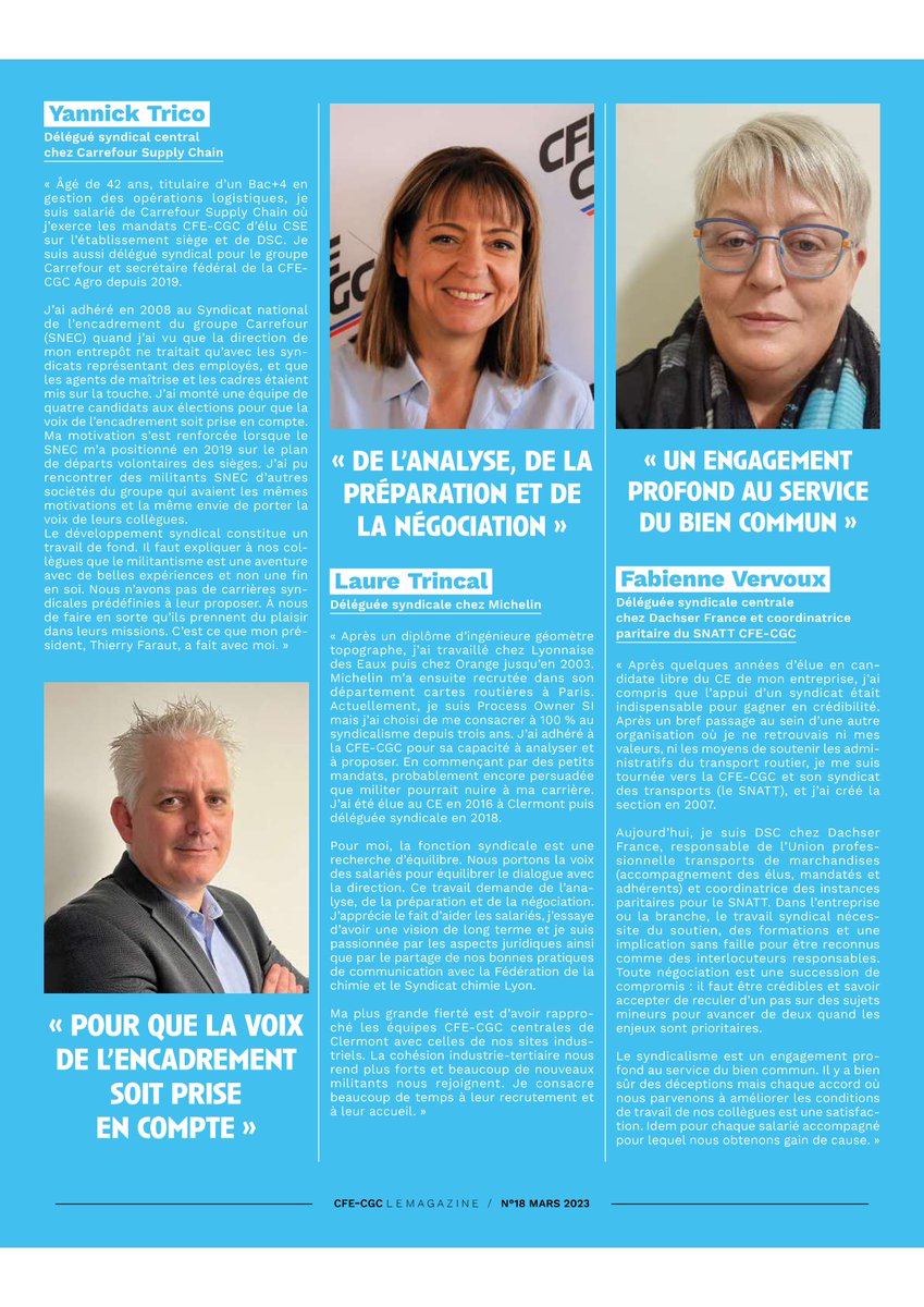 💡Focus sur l’engagement syndical💡
Le dernier magazine de la #CFECGC met en lumière le parcours de 40 de ses militant(e)s.
Découvrez à cette occasion, celui de Fabienne Vervoux, Responsable UP et Coordinatrice paritaire au sein du #SNATT ⬇️