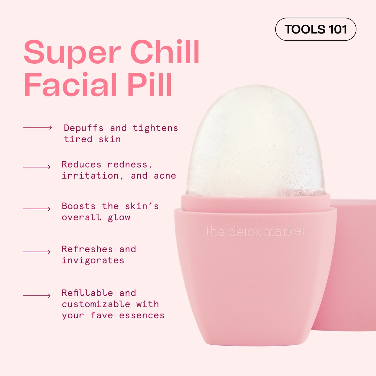 Meet The Super Chill Facial Pill 💗

This cool reusable tool is the perfect wake-up call for skin in need of a refresh. Simply add water, or mix in your fave essences or botanics (we love adding cucumber slices!) before popping it into the freezer 🥶

thedetoxmarket.com/products/super…