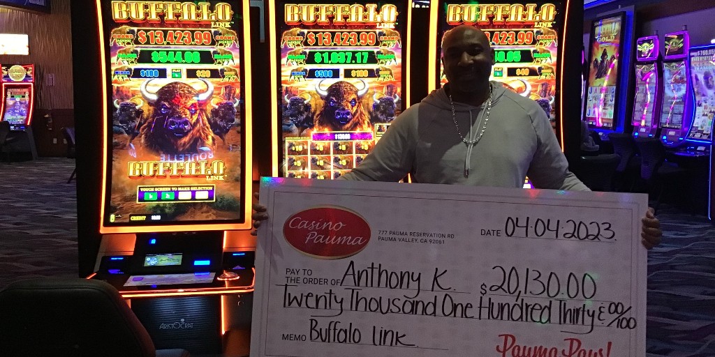 CasinoPauma's tweet photo. WE Have Another Winner!
Casino Pauma is so excited for our guest Anthony who won a $20,130 jackpot playing Buffalo Link!
Congratulations Anthony!
#PaumaPays #CasinoPauma #jackpot #winners #slotmachines #tablegames #lightninglink #wherepeoplecomefirst #Buffalolink https://t.co/XSL1Pouh5g