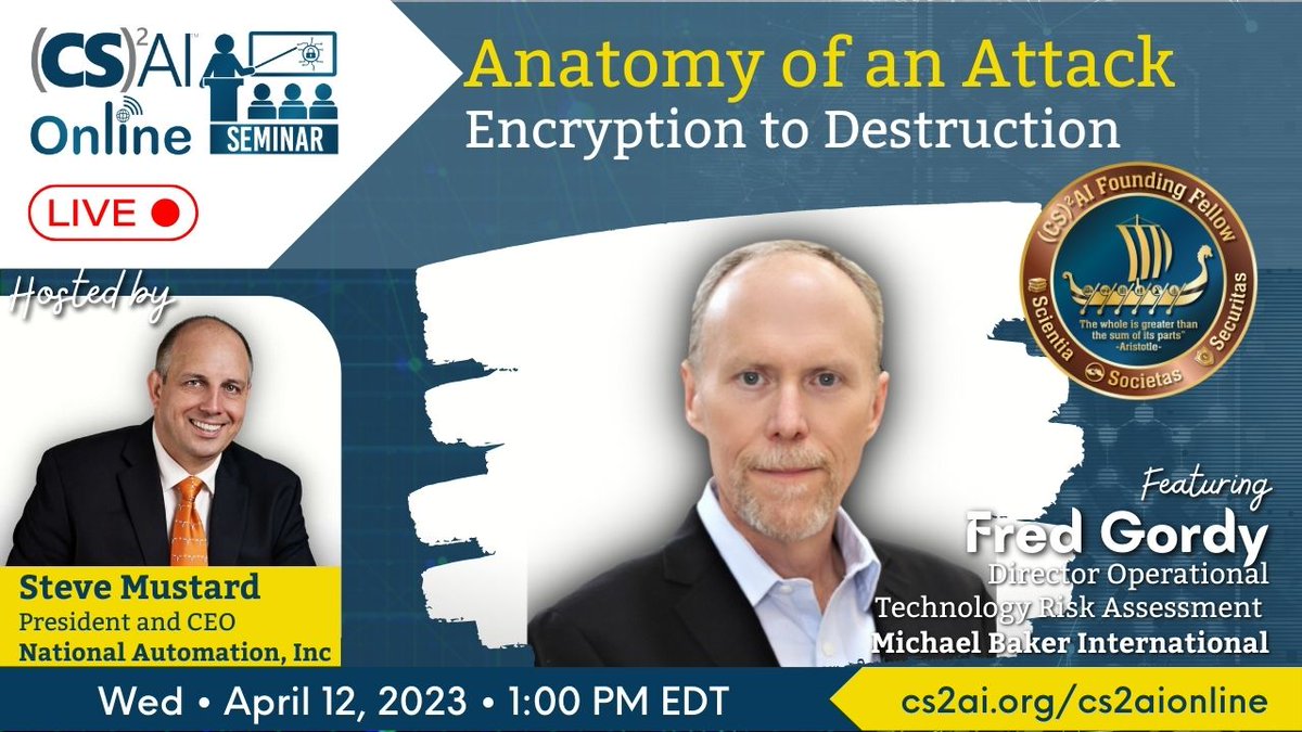 cs2ai's tweet photo. TOMORROW, don't miss the chance to attend the (CS)2AI Online event with @FGordy and with our guest host, @steve_mustard  a must-see for anyone interested in running a successful #securityprogram. https://t.co/51EQSjmKF3

#cs2aionline #otsecurity #cybersecurity #icscybersecurity https://t.co/A8h86koHbH