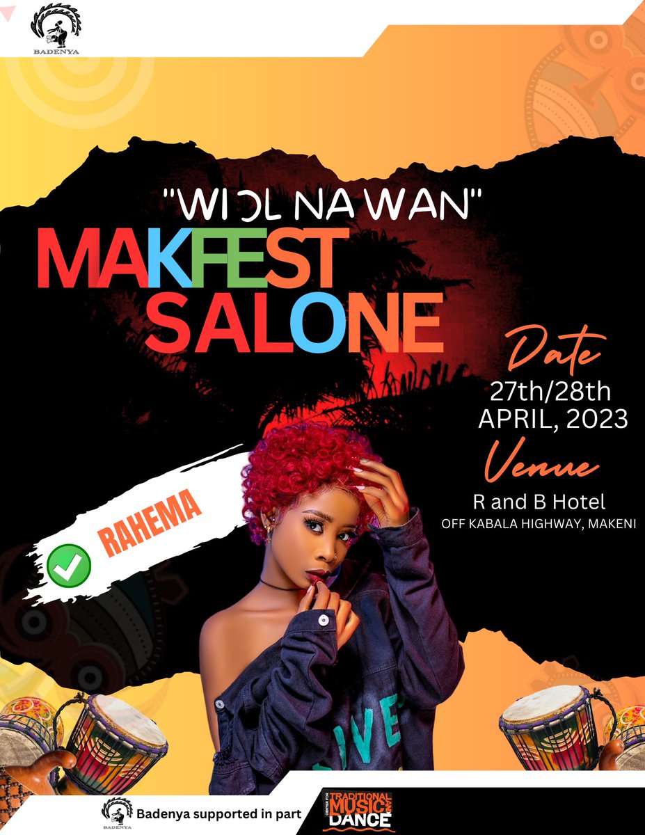badenyaladegn's tweet photo. Her name is Rahema Stargurl a Sierra Leonean Afro-pop singer and songwriter, she is one of our artists for the Badenya Ladegn.
#festival #culture #badenya #ladegn #makfest2023 https://t.co/PAJTZ0MrMh