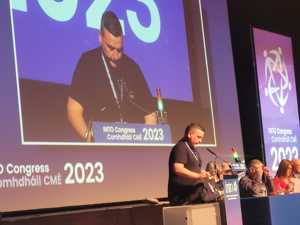 tallaghtinto's tweet photo. Tallaght branch proposing a motion on Deis and HSCL supports. #INTOCongress23 https://t.co/LSf3GeVjsk