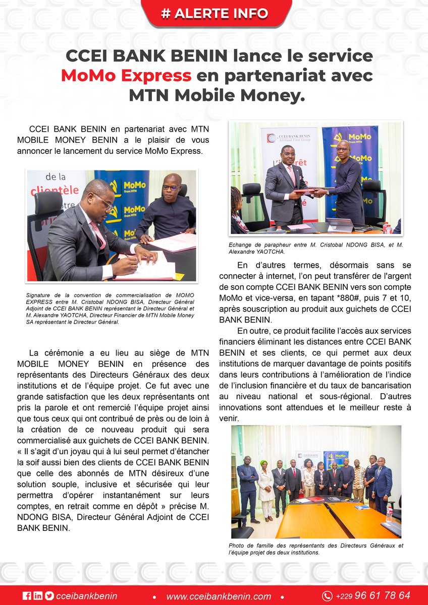 BANGEBankBenin's tweet photo. #servicefinancier #MobileMoney #MTN #CCEIBANK #Ebanking #inclusionfinancière https://t.co/NF8nxqJoxX