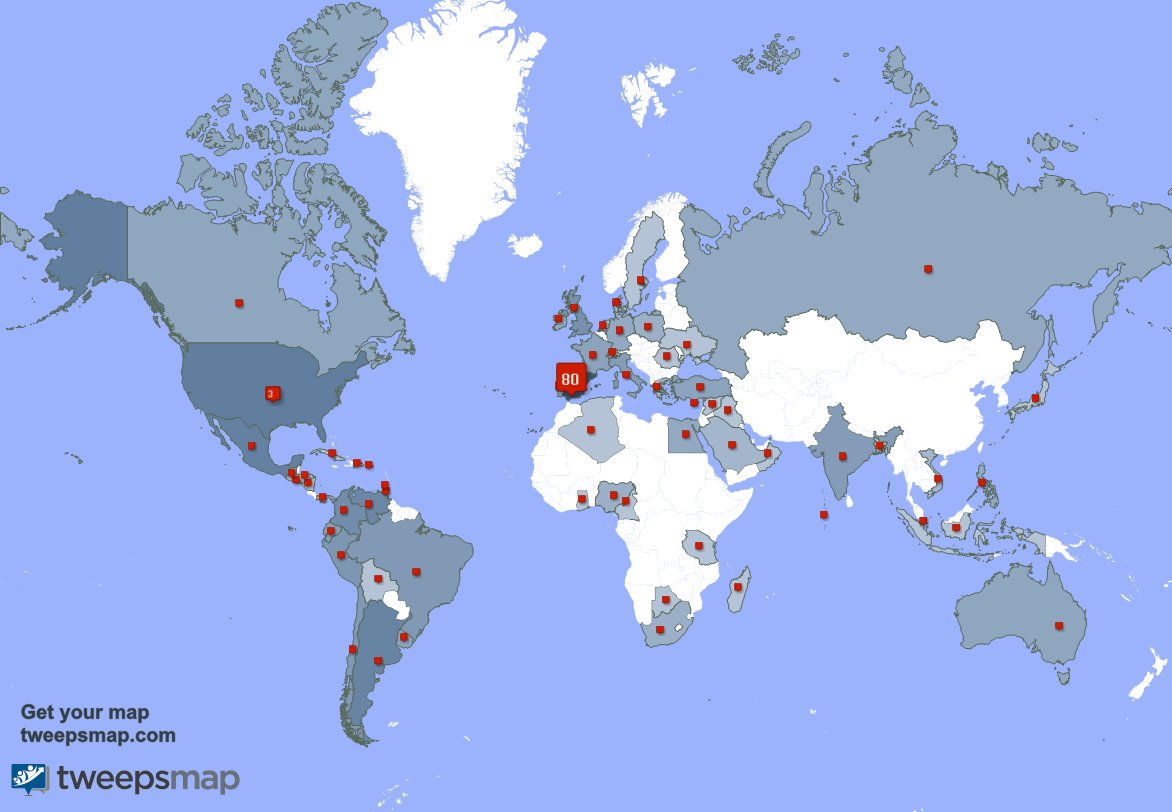 Tengo 3 nuevos seguidores, desde España, y más durante la última semana tweepsmap.com/!omertacnpe