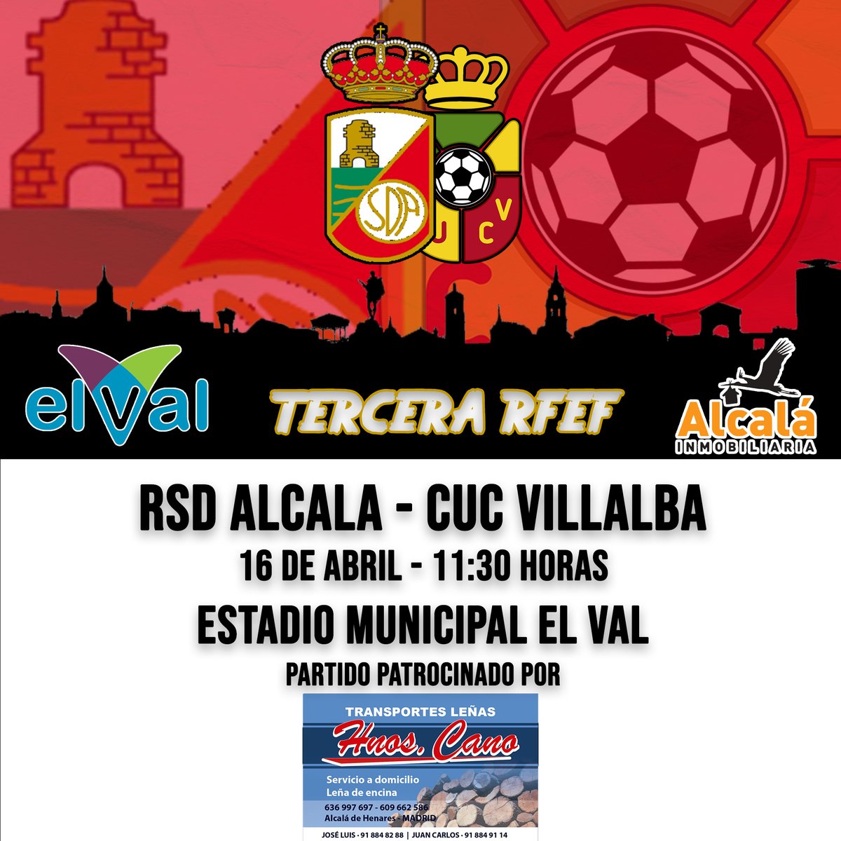 rsda_oficial's tweet photo. 🏆🇮🇩TERCERA RFEF 

Último partido en casa de la liga regular con mucho en juego 🔥🔥🔥

Sabemos que nos vais a acompañar y nosotros no os vamos a defraudar ⚽️⚽️⚽️
 
⚔️ @cucvillalba  
🏟️ El Val
📅 16/04
⏰ 11:30

#VamosAlcalá https://t.co/ZkCt7japMK