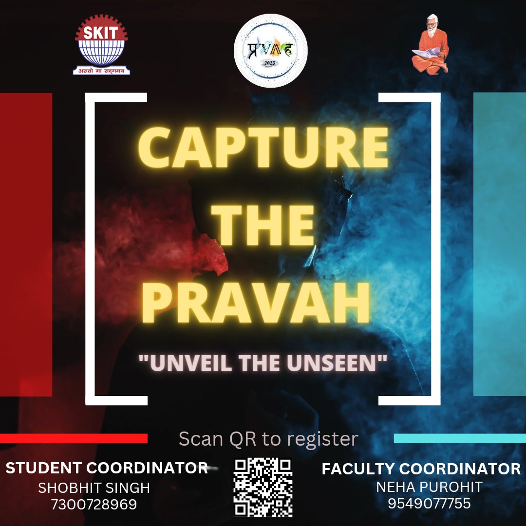 UNVEIL THE UNSEEN!

Hey everyone!
“Capture the PRAVAH” is an inter college event in SKIT’s annual fest PRAVAH where you can showcase your vloging skills!

Cover the 3 days of PRAVAH as a vlog, and the best blog wins!

Register now!