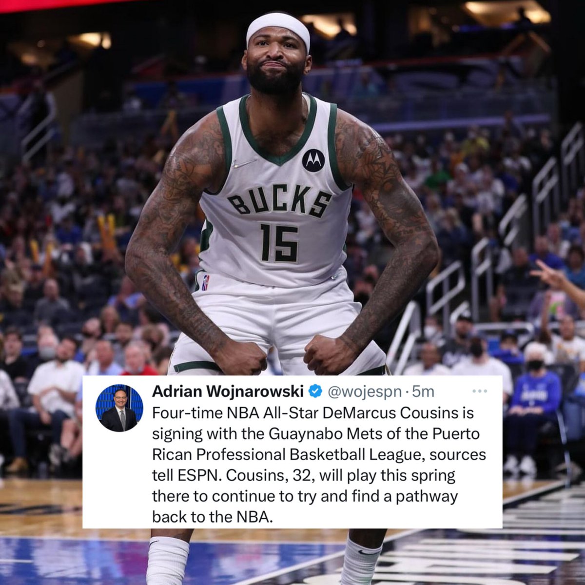 foulyvalepr's tweet photo. Cousins para Guaynabo 🔥.
.
Ya tenemos a Woj hablando del BSN al punto que hoy anunció que Demarcus Cousins (C / 6’10 - 32 años) firmó con los Mets de Guaynabo.
.
Esta liga sigue creciendo y oficialmente se ha convertido en la liga que te puede hacer regresar a la NBA, dicho por Woj y hay varios ejemplos. 
.
@boogiecousins / @metsbaloncesto / @bsnpr
