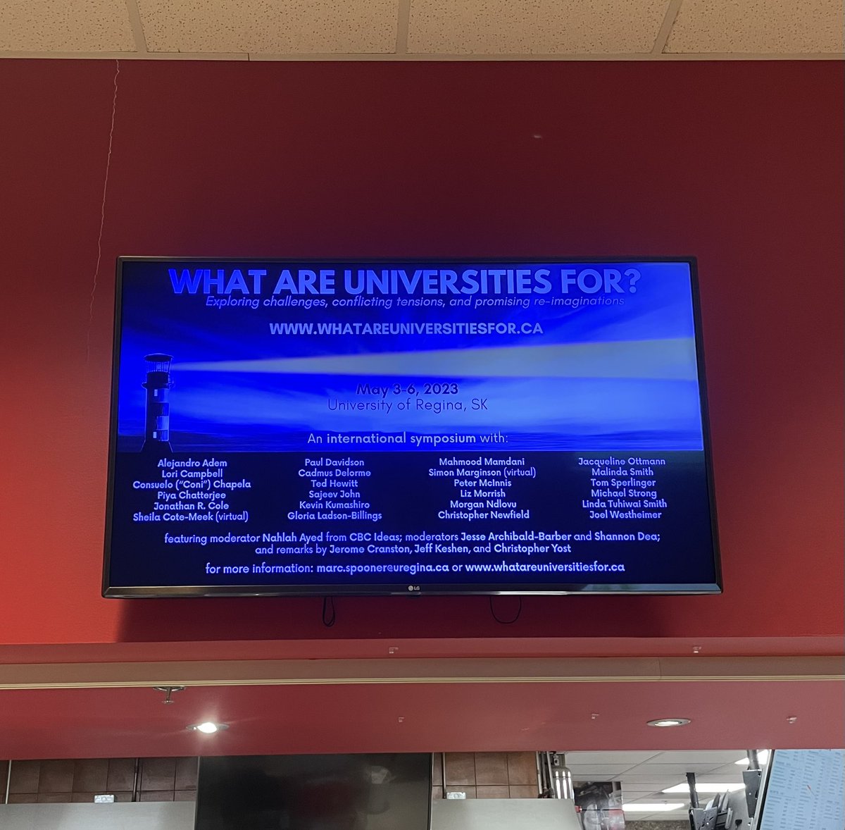 Last chance to register

WHAT ARE UNIVERSITIES FOR?
Exploring roles, challenges, conflicting tensions,&amp; promising re-imaginings
May 3-6, 2023 University of Regina

INCREDIBLE gathering of speakers! 

whatareuniversitiesfor.ca

#University #Academic #AcademicTwitter #AcademicChatter