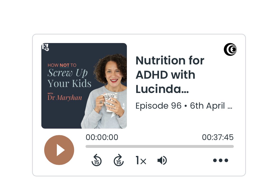 ⭐️Podcast: Nutrition for ADHD⭐️
I was interviewed all about nutrition for the neurodivergent brain by my favourite child psychologist Dr Maryhan Baker 

This was on her incredibly popular &amp; brilliant podcast “How Not To Screw Up Your Kids”. #ADHD 

drmaryhan.com/episode/ep-96-…