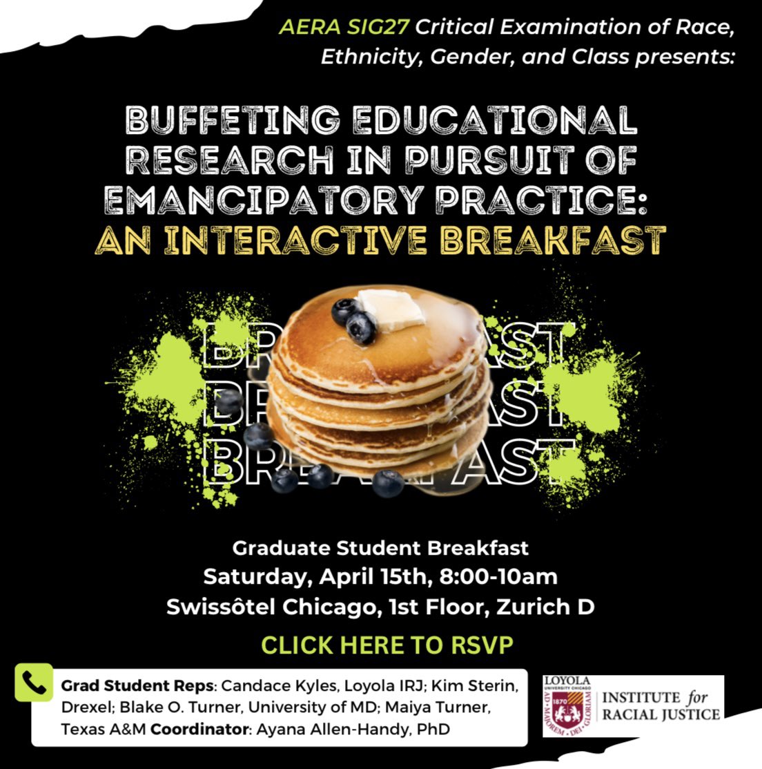 Kimberly Sterin (@dr_sterin) on Twitter photo Looking forward to so much at #AERA2023 but especially to leading SIG27’s Grad Student Breakfast on Saturday morning with <a href="/maiturner_/">Dr. Mai ✨</a> <a href="/RadicalMathgic/">Blake O'Neal Turner</a> & Candace Kyles supported by <a href="/LoyolaIRJ/">LoyolaChicagoIRJ</a> ! RSVP: forms.gle/8fqkNhiyGmvVvK… Looking forward to so much at #AERA2023 but especially to leading SIG27’s Grad Student Breakfast on Saturday morning with <a href="/maiturner_/">Dr. Mai ✨</a> <a href="/RadicalMathgic/">Blake O'Neal Turner</a> & Candace Kyles supported by <a href="/LoyolaIRJ/">LoyolaChicagoIRJ</a> ! RSVP: forms.gle/8fqkNhiyGmvVvK…