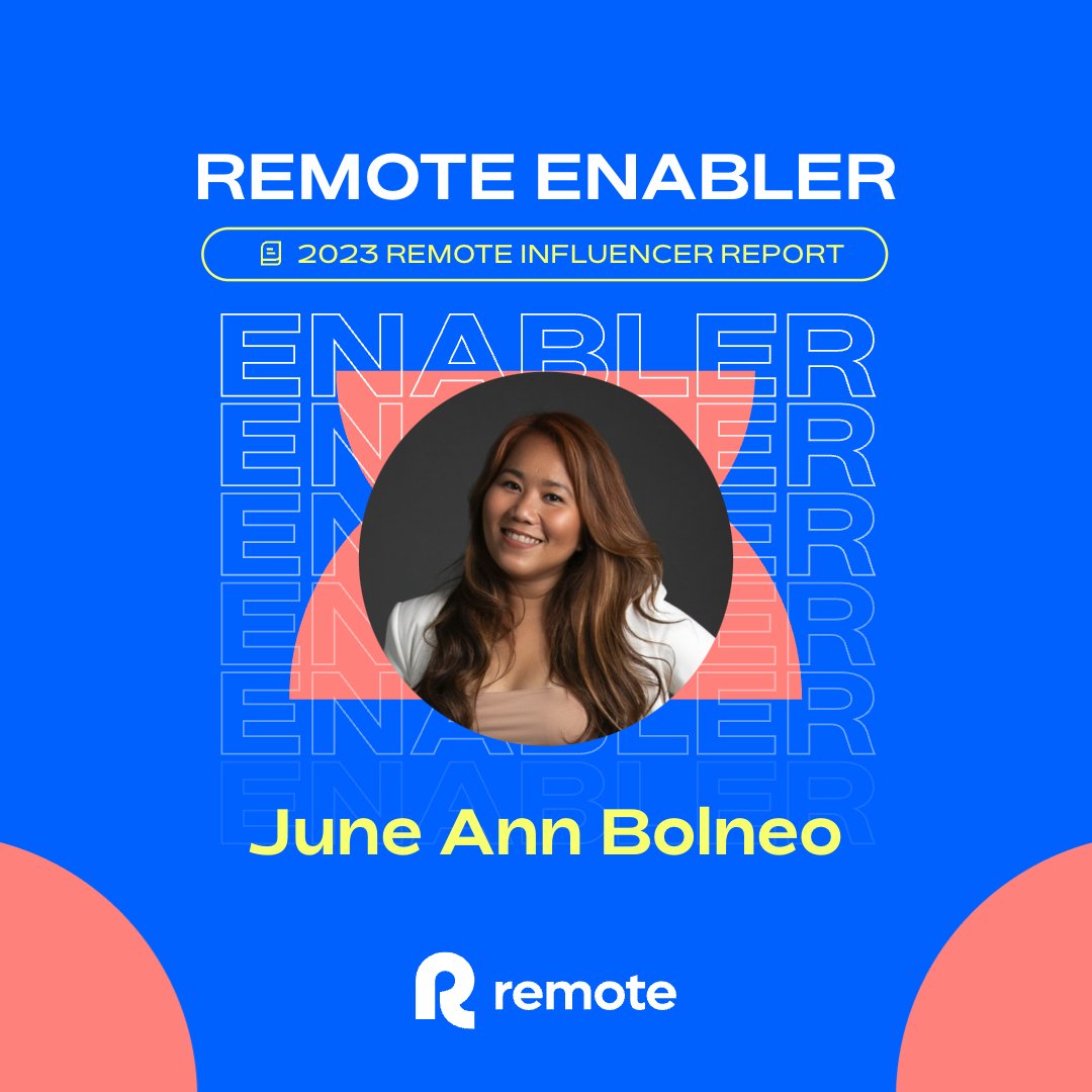junebolneo's tweet photo. I am honoured to be included as one of the top 50 experts under the Remote Enabler Category in this year’s #RemoteInfluencerReport, published by @remote 

This year’s report brings together 150 global experts in the world of remote work. Full report here: https://t.co/XjZJWj0Zgz https://t.co/R01MXE7eD1