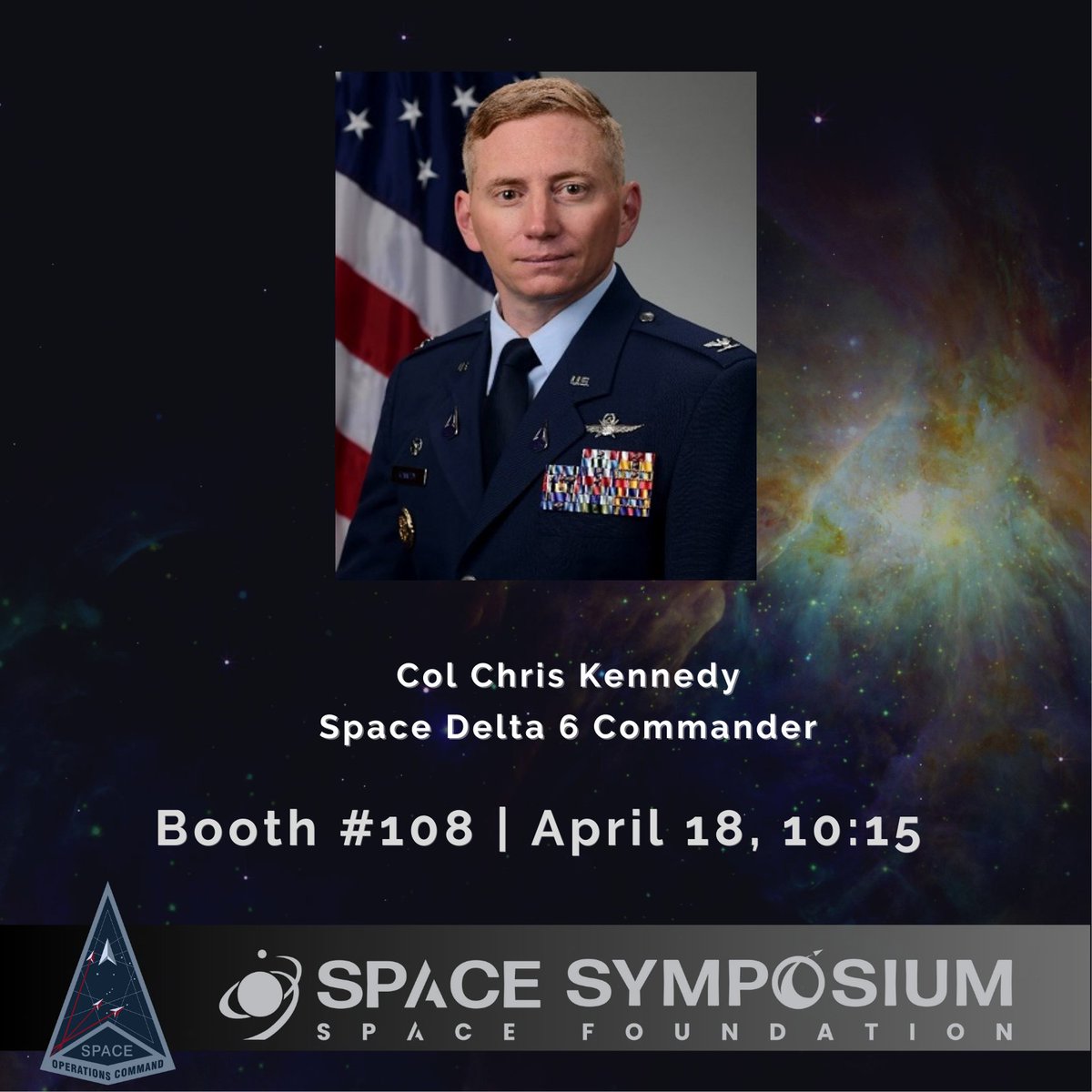 Want to know more about the mission of Space Delta 6? 

Join us at booth 108 on Tuesday, April 18, at 10:15 to hear Col Chris Kennedy, Delta 6 commander, discuss Delta 6’s mission to protect space operations, networks and communications through cyber ops. #ViaVinciumus