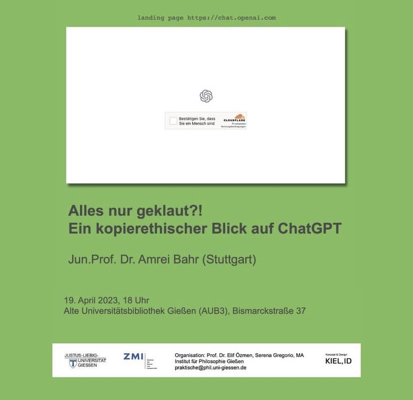 Der Vortrag findet am Mittwoch, den 19. April 2023, in Raum AUB 3 (Alte Universitatsbibliothek, Bismarckstraße 37, Gießen) statt. Die Veranstaltung wird von der ZMI-Sektion „Macht - Medium - Gesellschaft" organisiert.