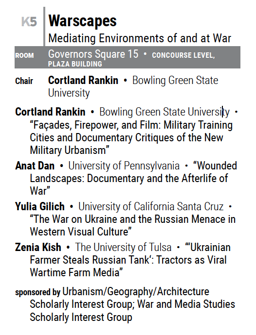 ZeniaKish's tweet image. Looking forward to sharing some new material I&apos;m working on about anticolonial viral media (especially: tractors!) in the visual field of Ukrainian self-defense, as part of a conversation on the mediated environments of war later this week #SCMS