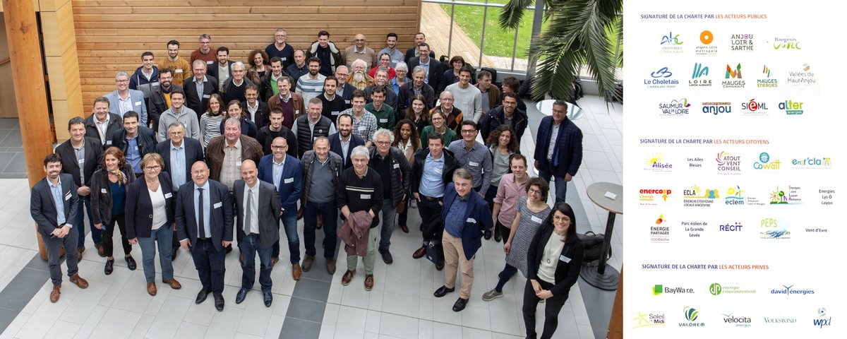 Lancement et signature de la #Charte pour le développement des projets d’énergies renouvelables à gouvernance locale en #MaineetLoire, ce matin à Terra Botanica, par tous les co-porteurs (collectifs de citoyens, structures publiques et développeurs privés).
#EnR