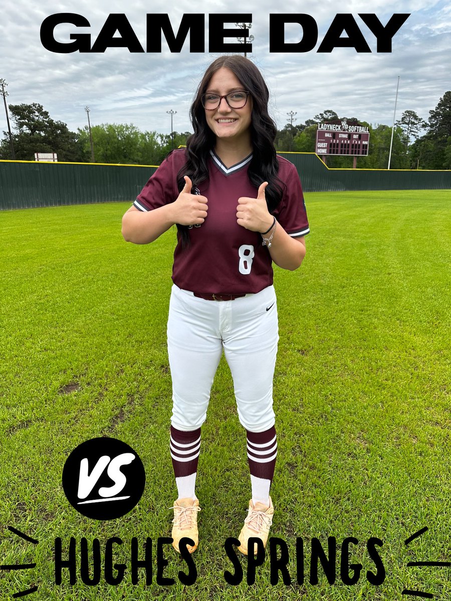 // G•A•M•E  D•A•Y // 

Let’s gooooo!!! Big game today!!! 

Ladyneck Softball takes on the Hughes Springs Lady Mustangs today in Hughes Springs!

🥎 JV <a href="/4/">w</a>:30 in Hughes Springs
🥎 Varsity <a href="/6/">Adrián Lamo</a>:30 in Hughes Springs

Come out and be loud!!! 
#intensefocus #levelup #family #allin
