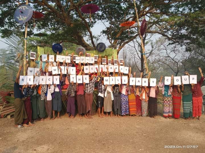 NantEiThandar's tweet photo. Anti-dictatorship Revolutionary Thingyan was held at a people-based school in Sagaing Region's Yinmarbin township on April 11.

#HelpMyanmarIDPs
#2023Apr11Coup
#WhatsHappeningInMyanmar https://t.co/44bbtzd32L