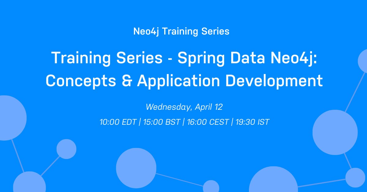 neo4j's tweet image. 🙋Want to learn something new this week? Why not register for the upcoming Spring Data Training taking place on Wednesday: okt.to/GDKUo3 

#training #springdata #Neo4j