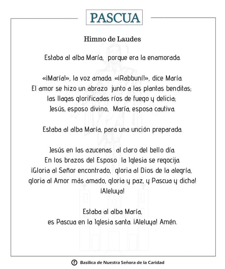 Himno de Laudes 😇🙏🏼

🖼️ @Basílica de Nuestra Señora de la Caridad

#ComunicaciónUniversal 
#BasílicaDeLaCaridad #ConéctaTuFe #Laudes #Pascua #ParroquiasDeTlaxcala #CuidemosTodosDeTodos