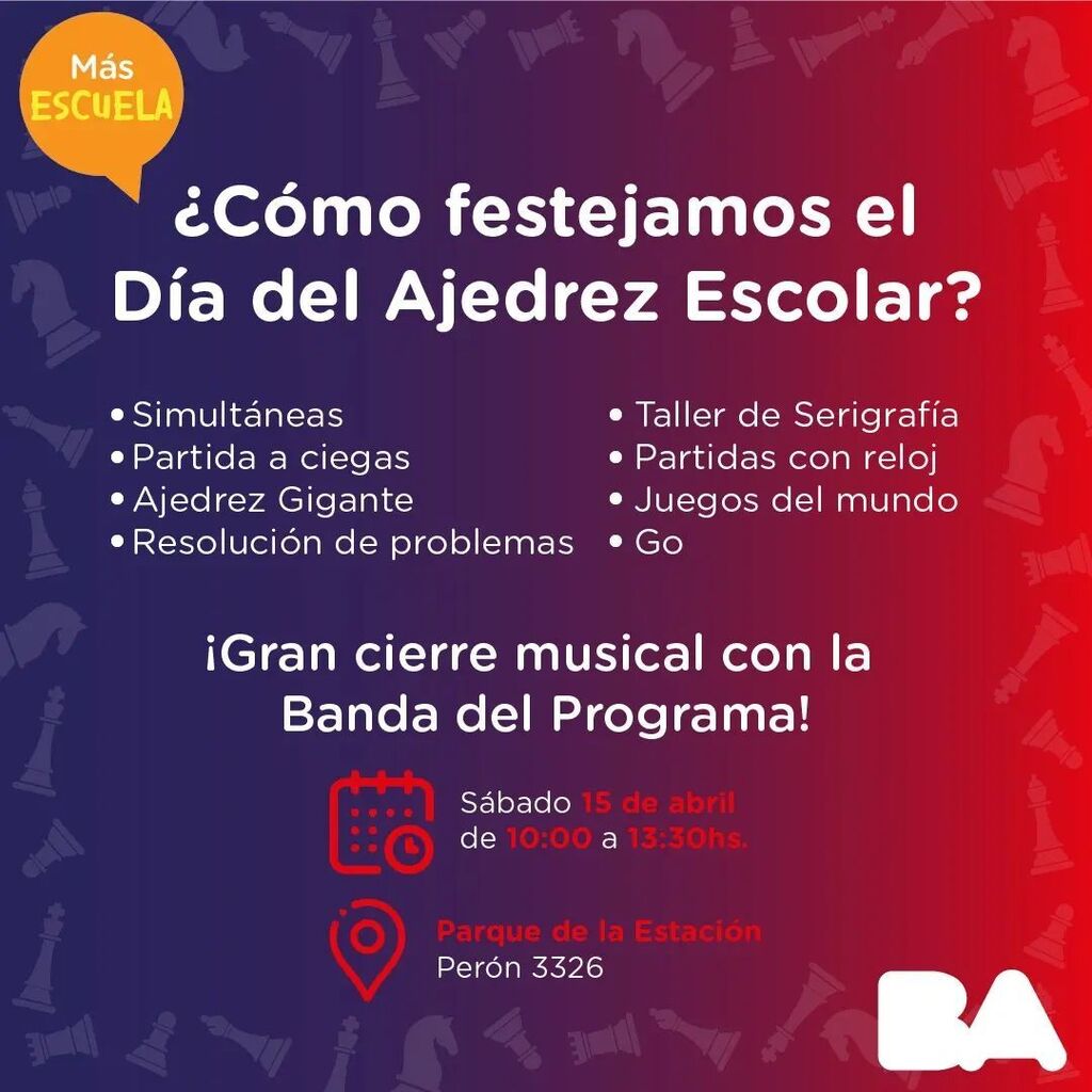 goenargentina's tweet photo. El próximo sábado 15 de abril participaremos del Día del Ajedrez Escolar en el Parque de la Estación, Perdón 3326, CABA. ¡Les esperamos!
.
.
.
#go #baduk #weiqi #argentina #juegosdemesa #deportesmentales #boardgame #mindgames #juego #deporte #caba #escue… https://t.co/728njraCH6 https://t.co/Mox3UZFUbb