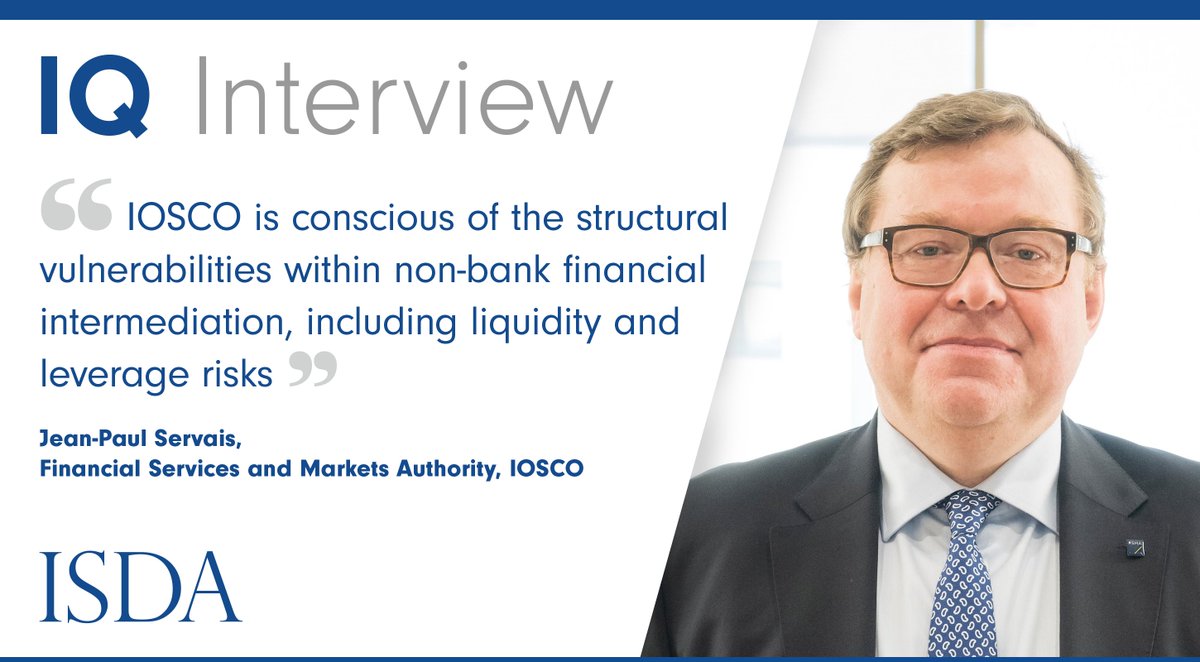ISDA's tweet photo. Jean-Paul Servais, chairman @FSMA_info, was appointed chair @IOSCOPress in October 2022. In the latest edition of #IQmagazine, he gives a wide-ranging interview on his priorities at IOSCO, non-bank financial intermediation, #crypto, #carbon markets and #derivatives reporting https://t.co/skqIeyFDcP