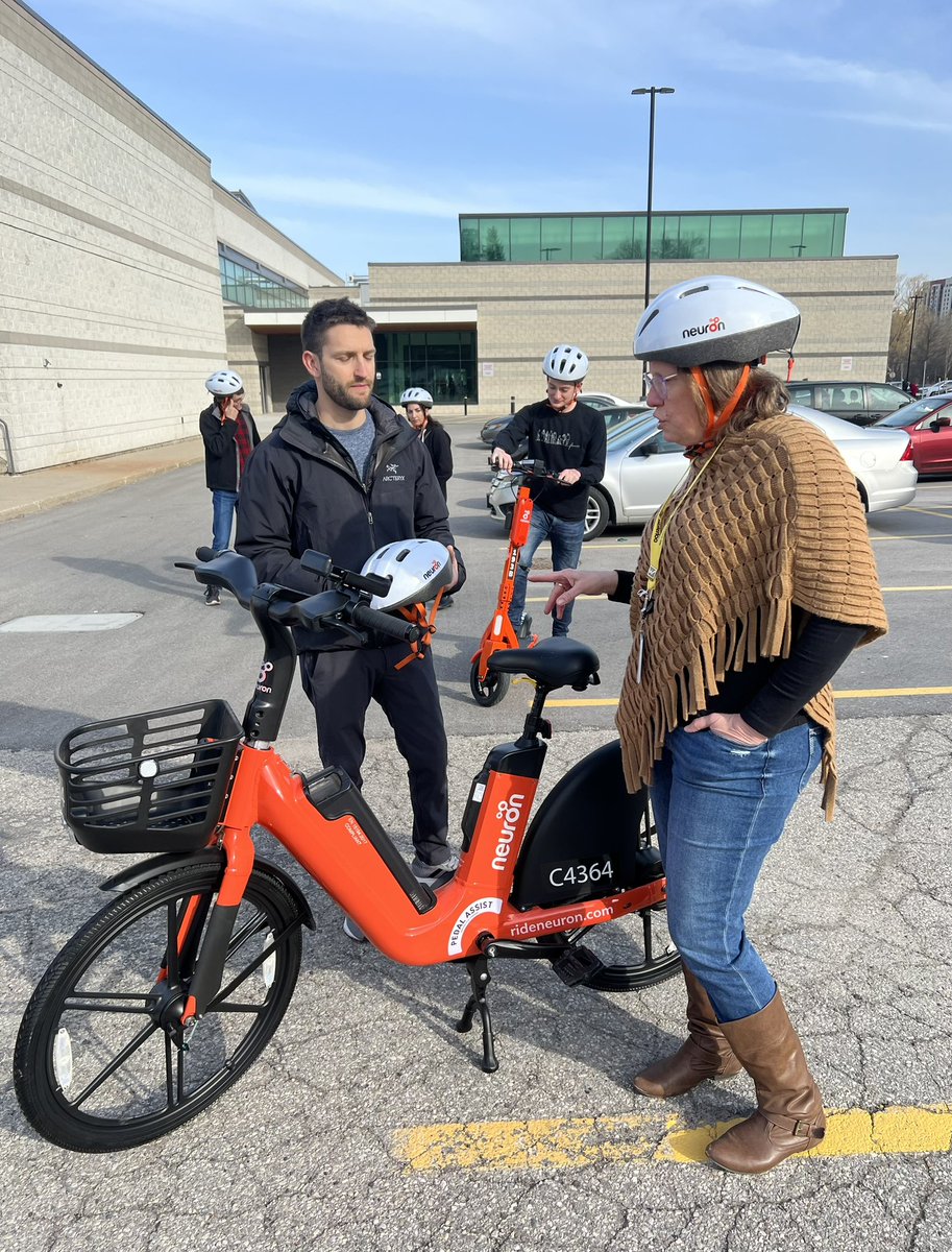 DorothyMcCabe's tweet photo. Checking out Neuron Mobility E-bikes and E-scooters! Launching this Friday in the Region of Waterloo 🙌🚲🛴 Get Ready! @RoyceBodaly @rideneuron_ca https://t.co/Ns2Fp6ktuP