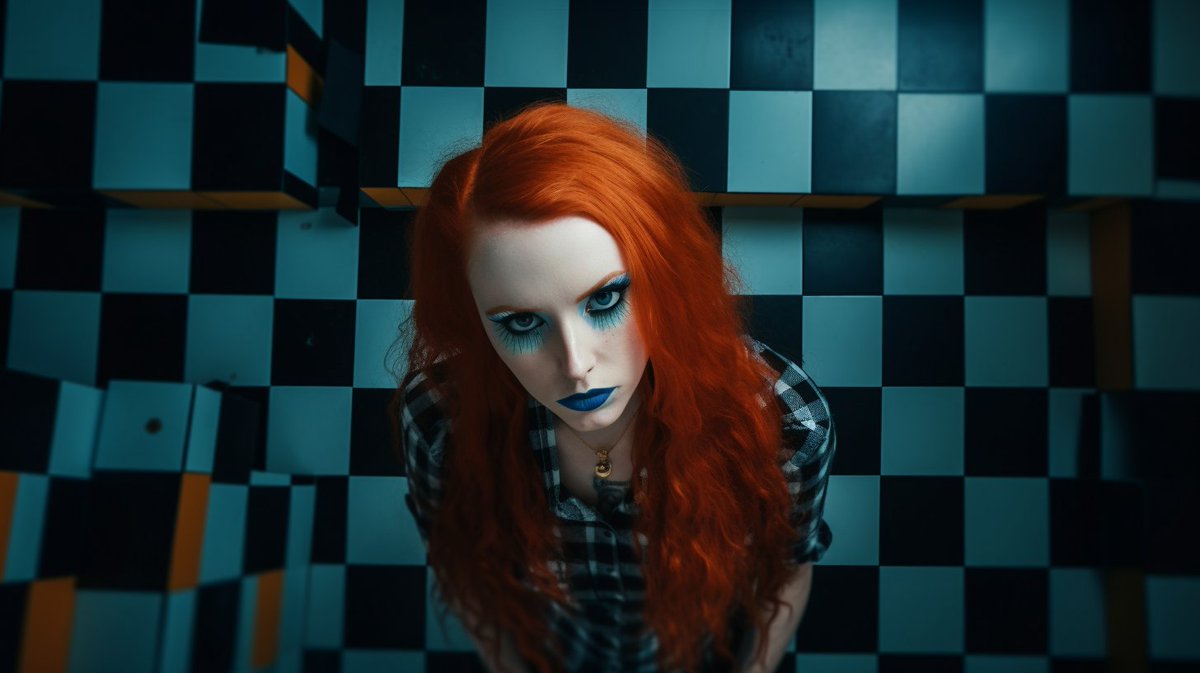 mothicAI's tweet image. New game. I started with an image, asked midjourney to describe it, then fed its own prompts back to it. From @dearmothica 's 'Funhouse' video