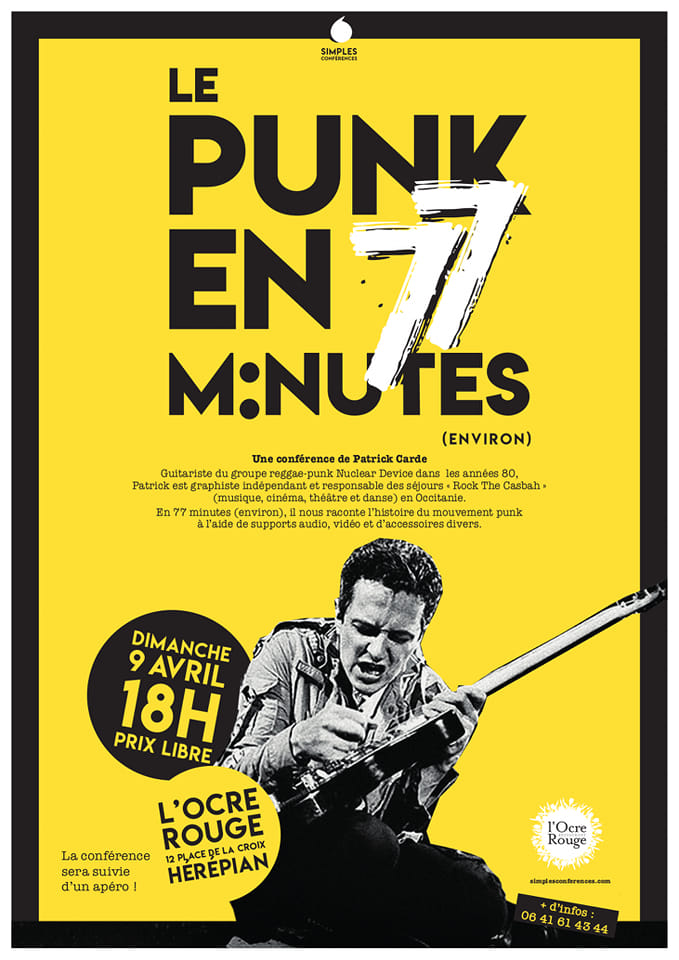 Une conférence...punk !!

Le Punk en 77 minutes de Patrick Carde à Hérépian, L’Ocre rouge le 09/04/23 

nawakulture.fr/chroniques-liv…

#nawakulture #conférence #punk #punkrock #histoire #patrickcarde #nucleardevice #locrerouge #hérépian #hérault #languedocroussillon #occitanie