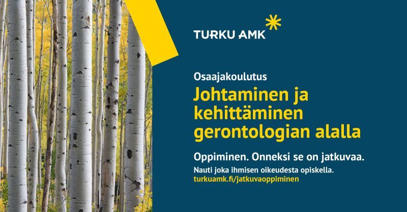 Työskenteletkö #vanhustyö’n parissa ja haluaisit edetä esihenkilötehtäviin? Hae <a href="/TurkuAMK/">Turun ammattikorkeakoulu</a>:n osaajakoulutukseen! Kyseessä on #YAMK-koulutus, joten sinulta edellytetään korkeakoulututkintoa. Ehdit vielä hakea 14.4. mennessä: turkuamk.fi/fi/tutkinnot-j…

#gerontologia #TurkuAMK