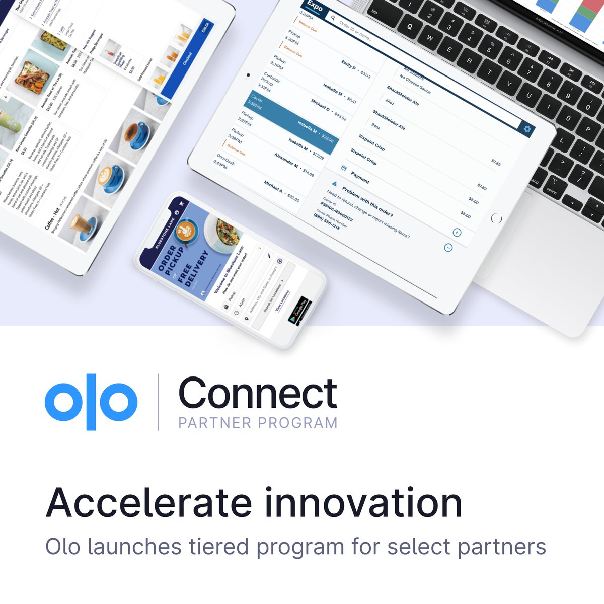 Olo's tweet photo. We're thrilled to announce the launch of Olo Connect! We designed our new value-based partner program to accelerate innovation within our growing ecosystem of integrated tech and service partners.

Read the press release to learn more: https://t.co/Xp3tNQ35fZ https://t.co/11RwsHdx2J