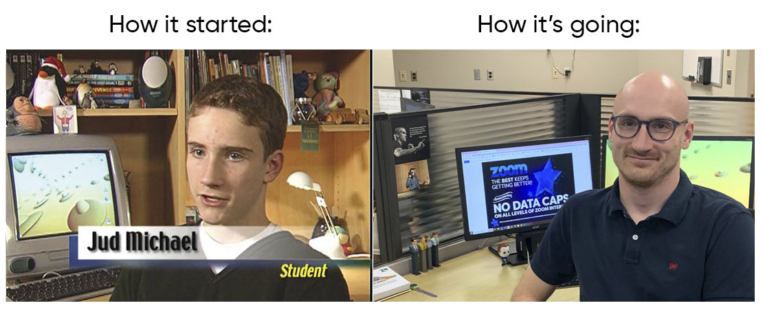 Armstrong is celebrating 25 years of Zoom internet....all year long! 🎉🎉
One of our very first Zoom commercials (from 1998) featured a young Jud Michael.  25 years later..... Jud is a producer here at Armstrong! #howitstarted