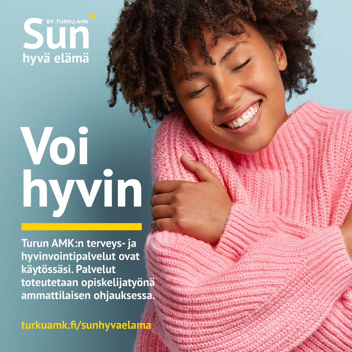 Tiesitkö, että voit varata meiltä ajan esim. suun terveystarkastukseen, näytteenotto- ja laboratoriopalveluihin sekä kunnon ja toimintakyvyn testauksiin? Palvelut toteutetaan opiskelijatyönä ammattilaisen ohjauksessa. Lue lisää: 
turkuamk.fi/fi/tyoelamapal… 

#sunhyväelämä <a href="/TurkuAMK/">Turun ammattikorkeakoulu</a>